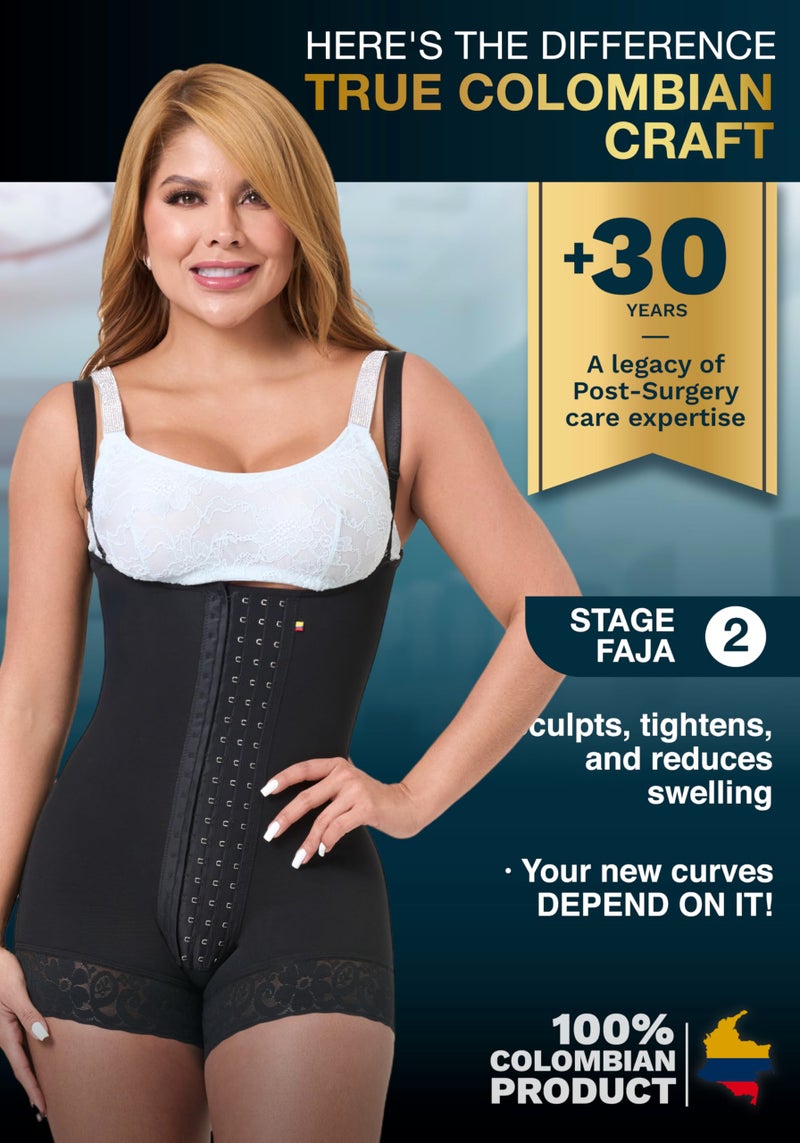 Sonryse Stage 2 Faja Shapewear for Women | Tummy Tuck Compression Garment & Post Surgery Compression Garment | Fajas Colombianas Moldeadoras Black L - Image 2
